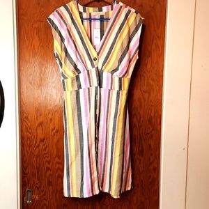 Loft Multi Color Midi Dress Size 4